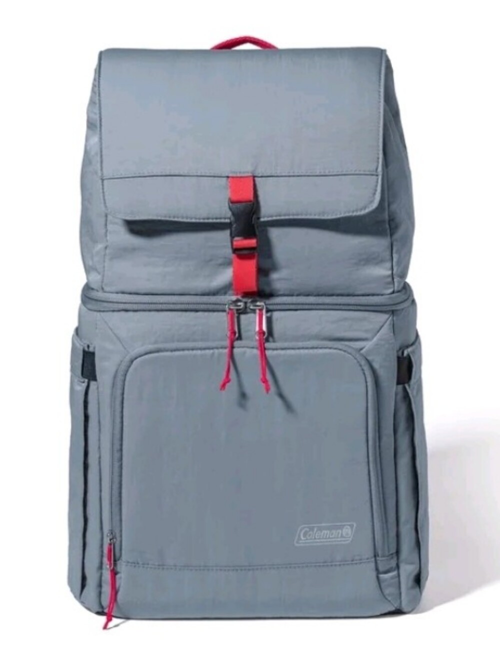 Coleman 18-Can Soft-Sided 31.86 qt Backpack Cooler, Gray Red NWT $38